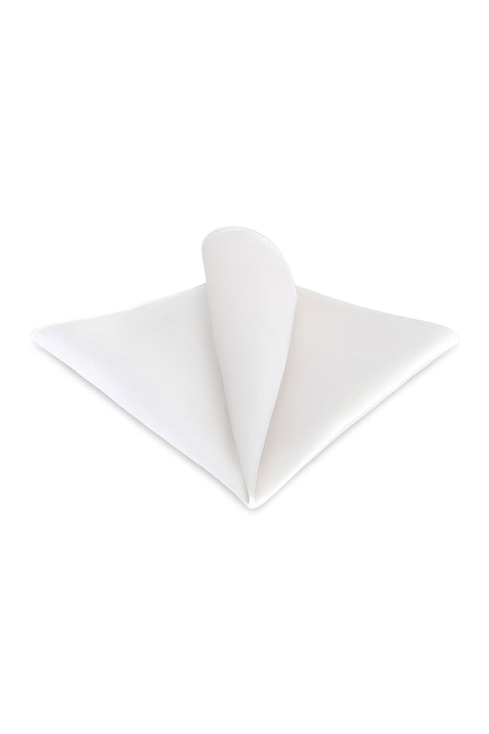 White Solid Satin Silk Pocket Square Allure Men