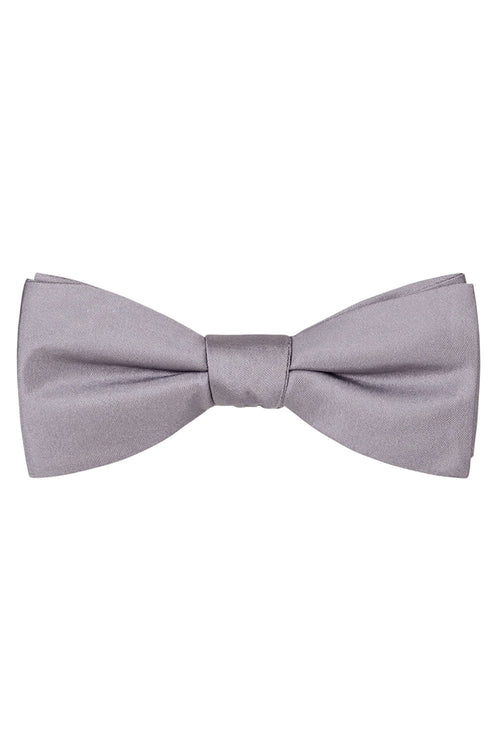 Silver Solid Satin Silk Bow Tie Allure Men