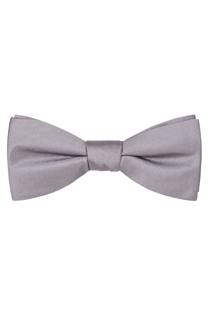 Silver Solid Satin Silk Bow Tie Allure Men
