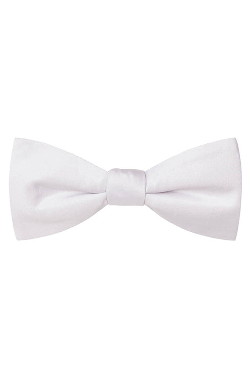 White Solid Satin Silk Bow Tie Allure Men