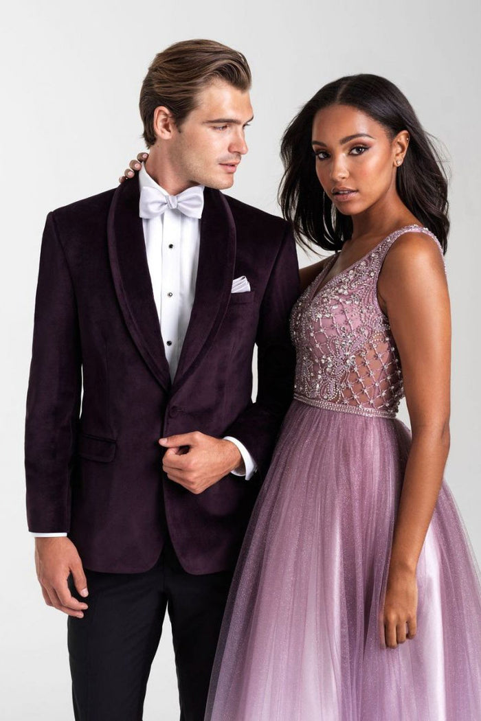 Venice Aubergine Velvet Dinner Jacket (Separates) by Allure Men
