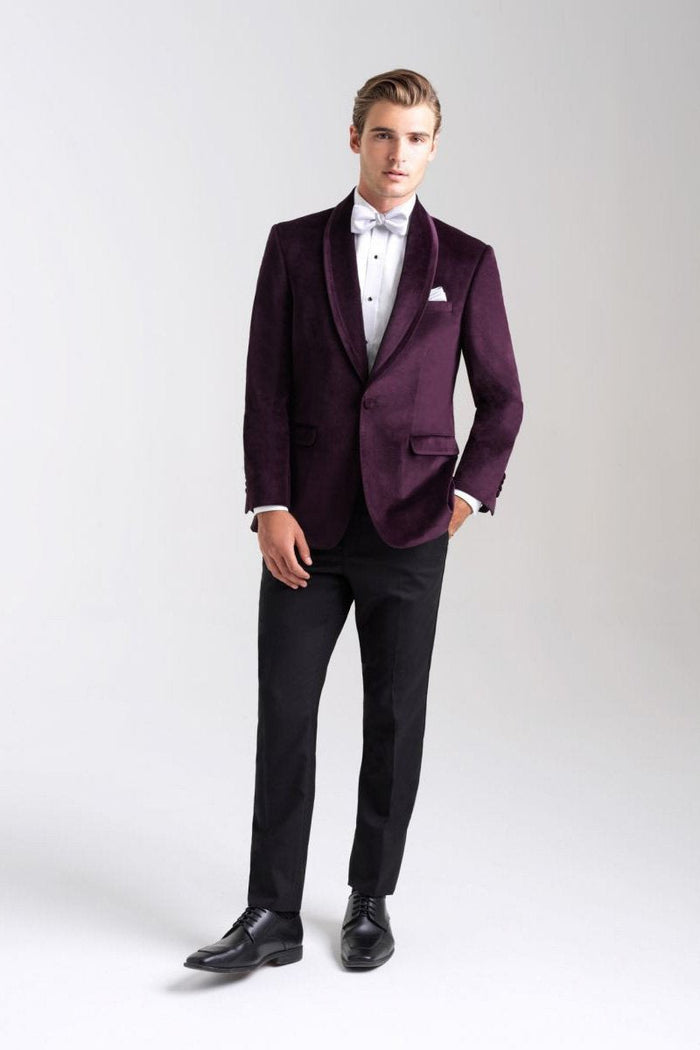 Venice Aubergine Velvet Dinner Jacket (Separates) by Allure Men