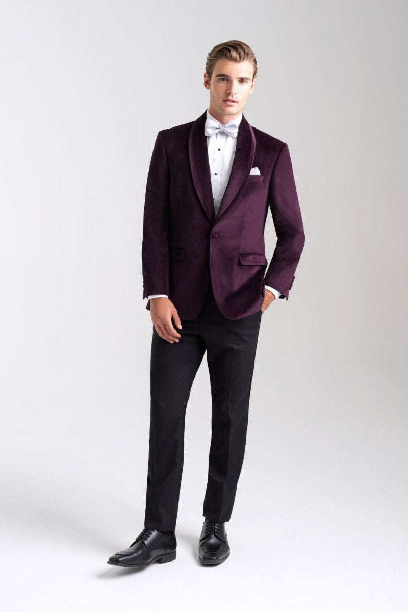 Venice Aubergine Velvet Dinner Jacket (Separates) by Allure Men