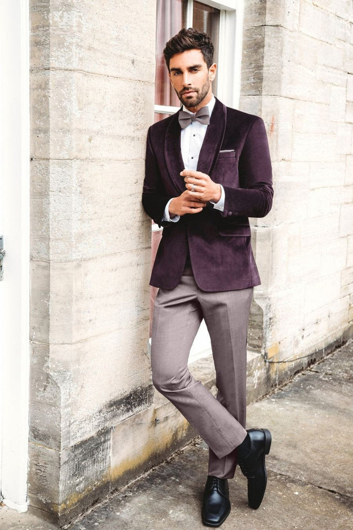 Venice Aubergine Velvet Dinner Jacket (Separates) by Allure Men
