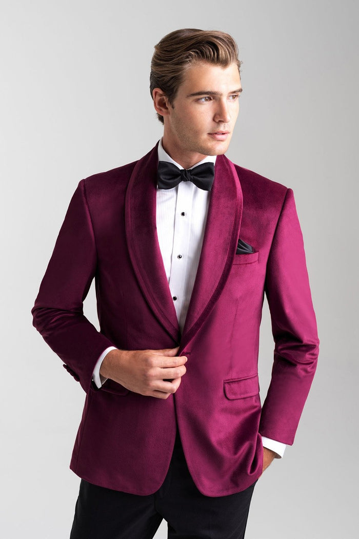 Venice Cranberry Velvet Dinner Jacket (Separates) by Allure Men