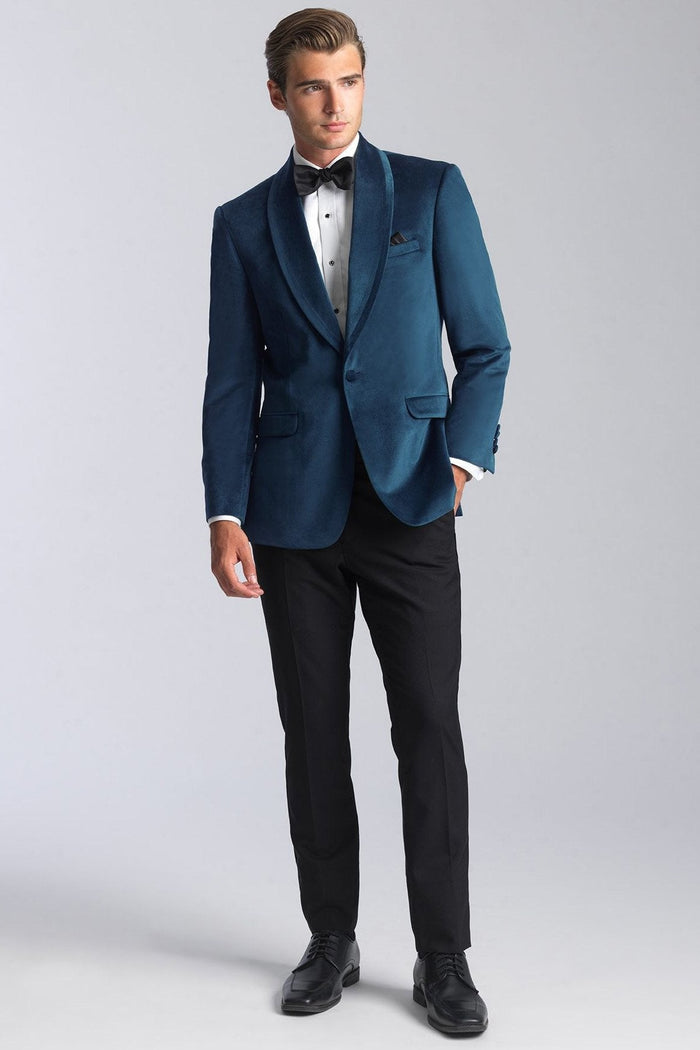 Venice Deep Aqua Velvet Dinner Jacket (Separates) by Allure Men