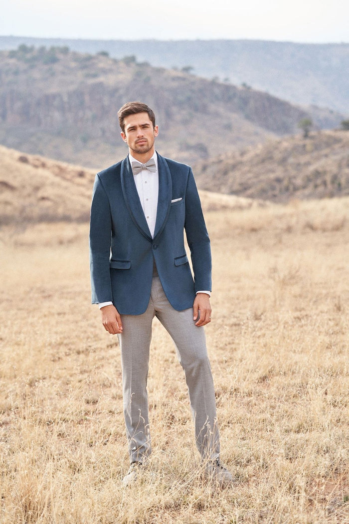 Venice Deep Aqua Velvet Dinner Jacket (Separates) by Allure Men