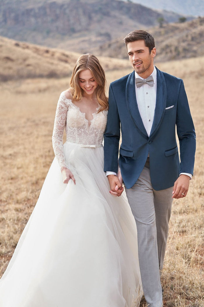 Venice Deep Aqua Velvet Dinner Jacket (Separates) by Allure Men