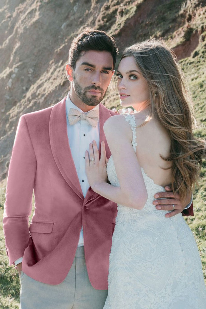 Venice Dusty Rose Velvet Dinner Jacket (Separates) by Allure Men