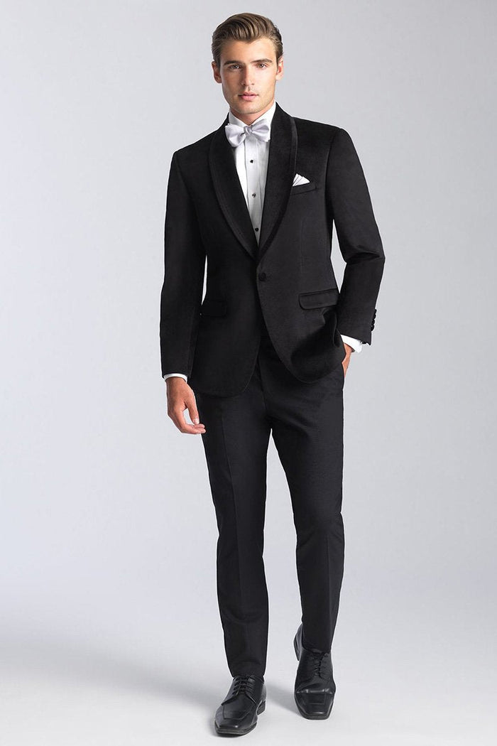 Venice Onyx Black Velvet Dinner Jacket (Separates) by Allure Men