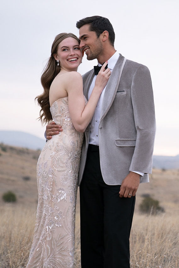 Venice Platinum Velvet Dinner Jacket (Separates) by Allure Men