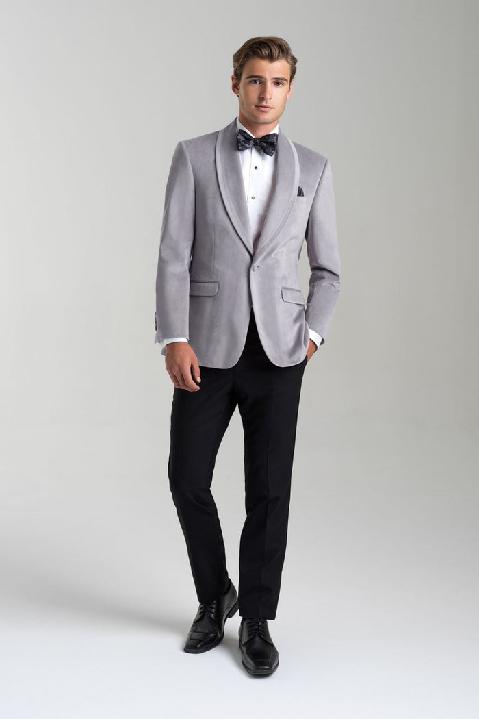 Venice Platinum Velvet Dinner Jacket (Separates) by Allure Men