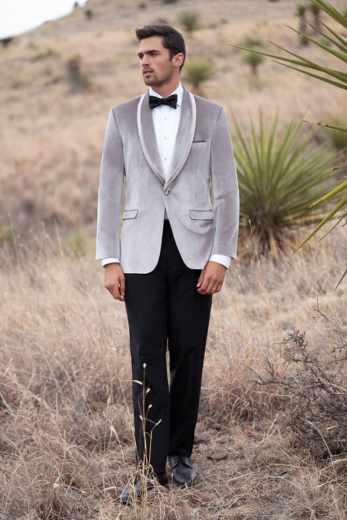 Venice Platinum Velvet Dinner Jacket (Separates) by Allure Men