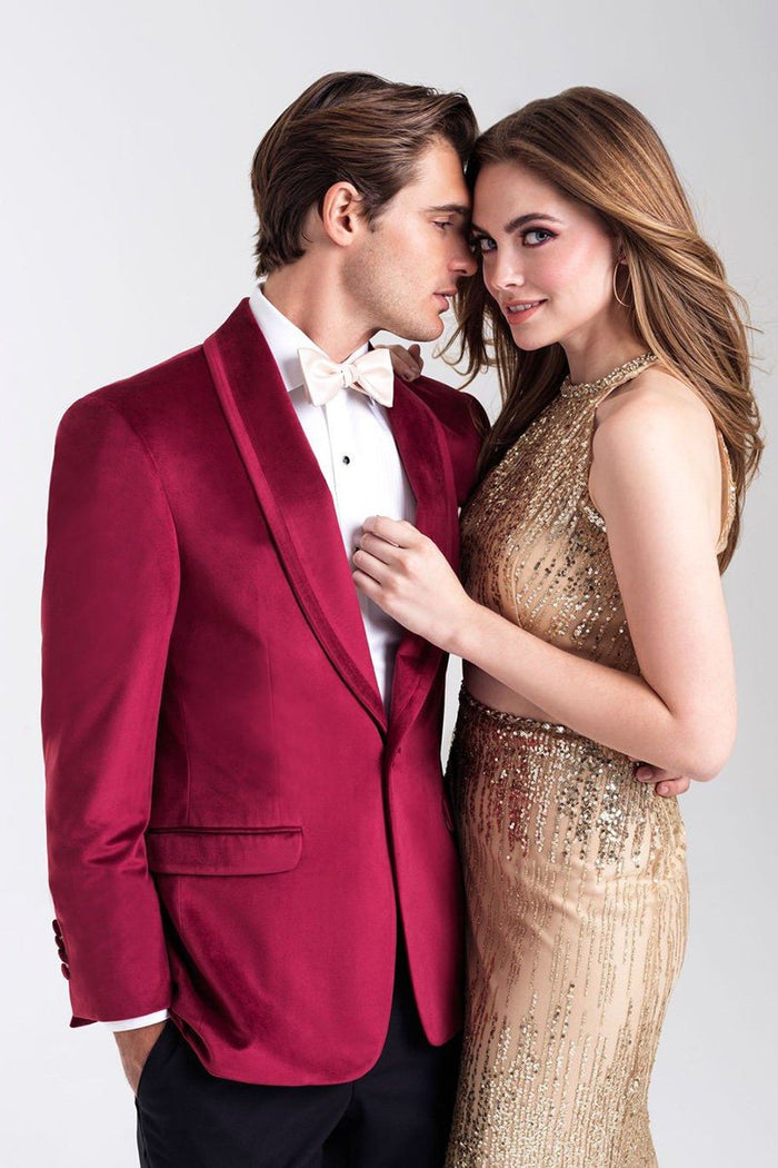 Venice Ruby Red Velvet Dinner Jacket (Separates) by Allure Men