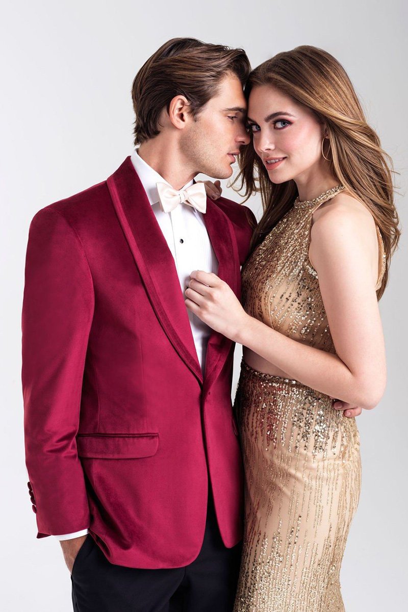 Venice Ruby Red Velvet Dinner Jacket (Separates) by Allure Men