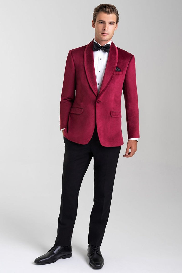 Venice Ruby Red Velvet Dinner Jacket (Separates) by Allure Men
