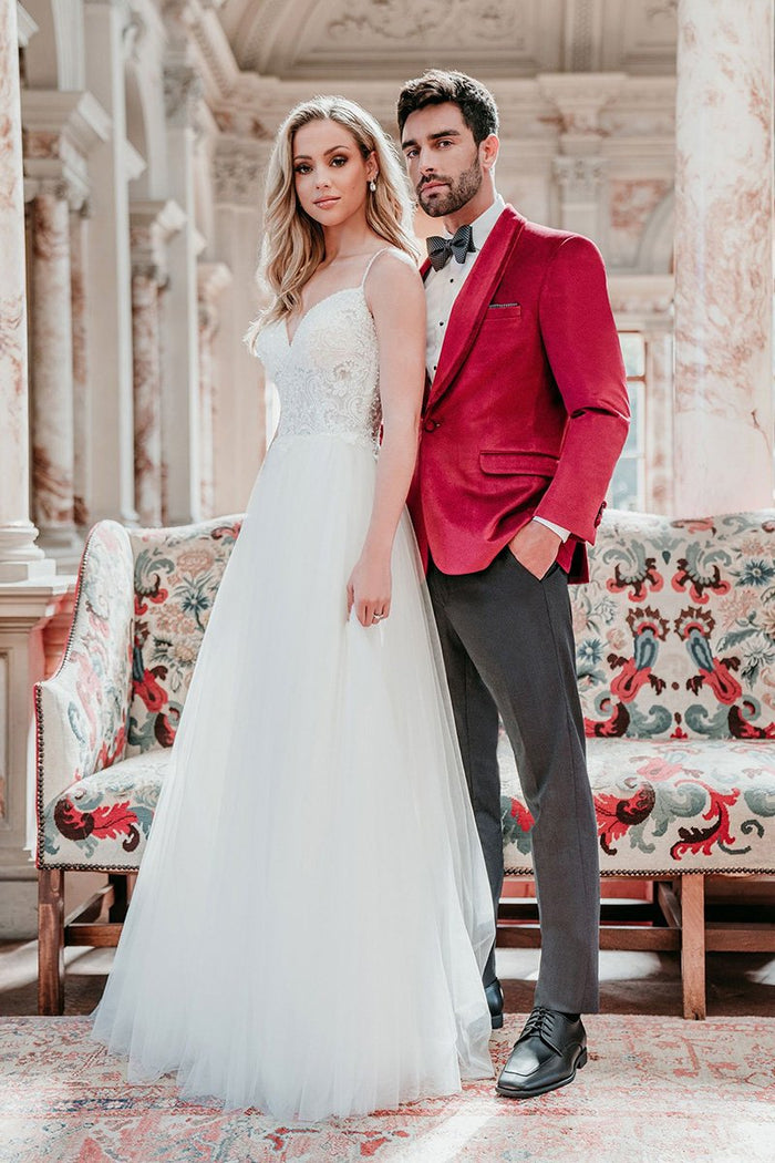 Venice Ruby Red Velvet Dinner Jacket (Separates) by Allure Men