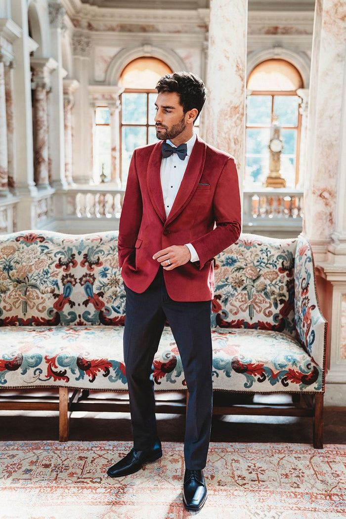 Venice Ruby Red Velvet Dinner Jacket (Separates) by Allure Men
