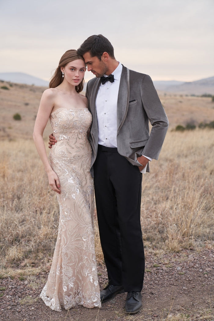 Venice Silver Grey Velvet Dinner Jacket (Separates) by Allure Men