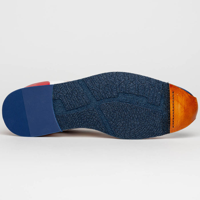 Zelli Alpha Blue Calfskin Sneakers with Sueded and Print Details