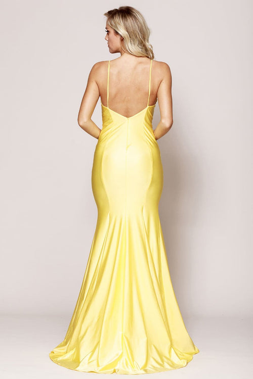Amelia Couture 386 Deep V-neckline Bodycon Dress