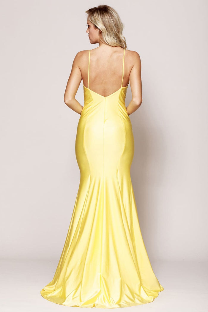 Amelia Couture 386 Deep V-neckline Bodycon Dress