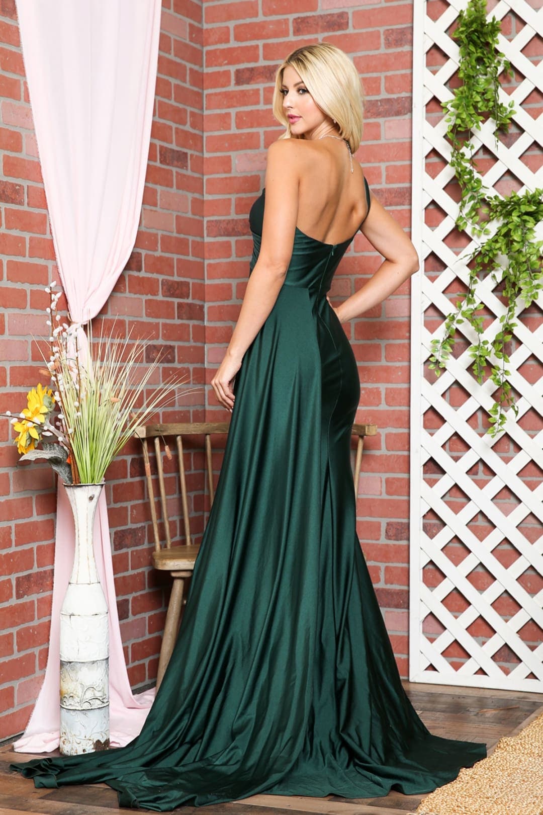 One Shoulder Prom Dress Simple Stretchy Long Bridesmaid Evening Gown
