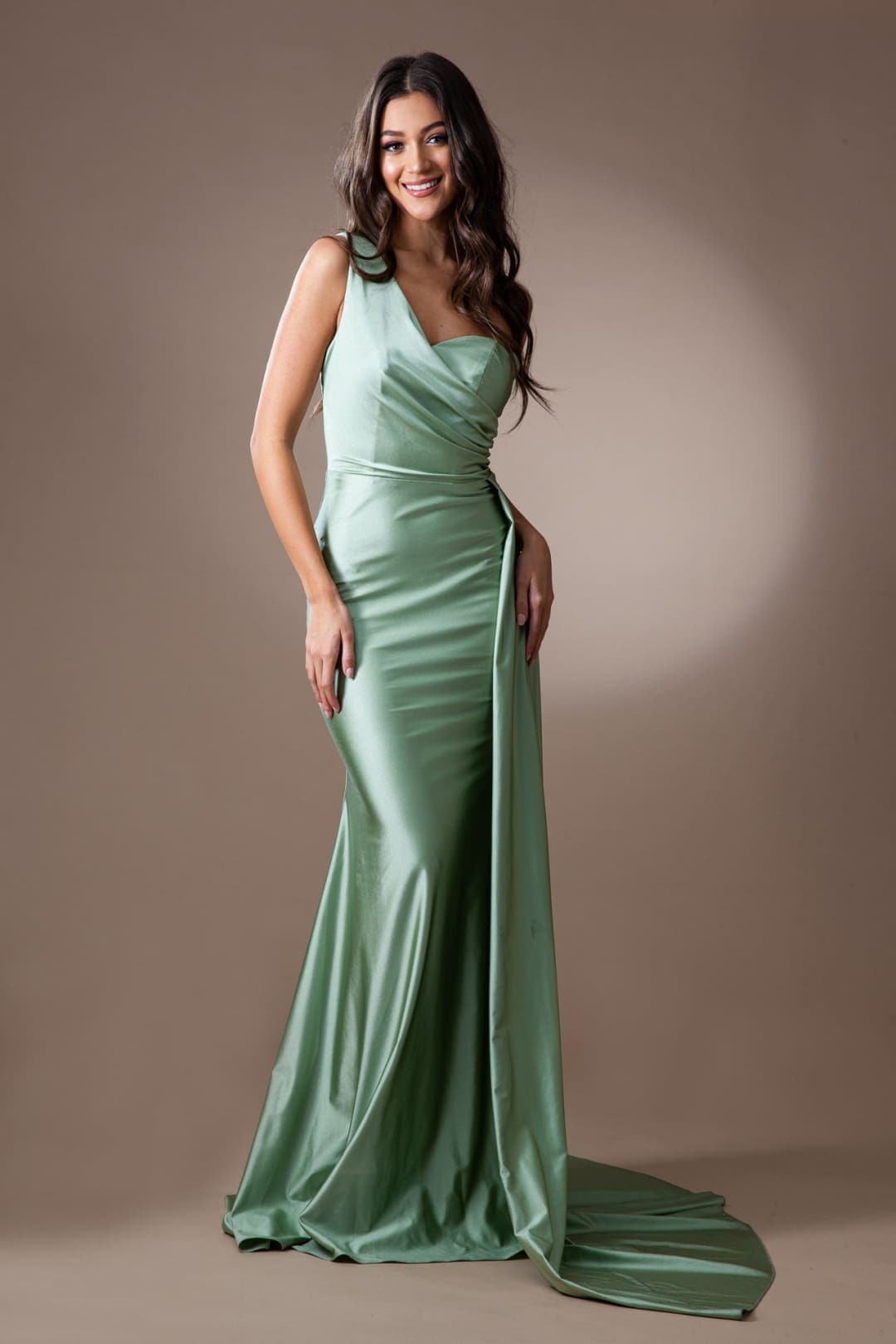 One Shoulder Prom Dress Simple Stretchy Long Bridesmaid Evening Gown