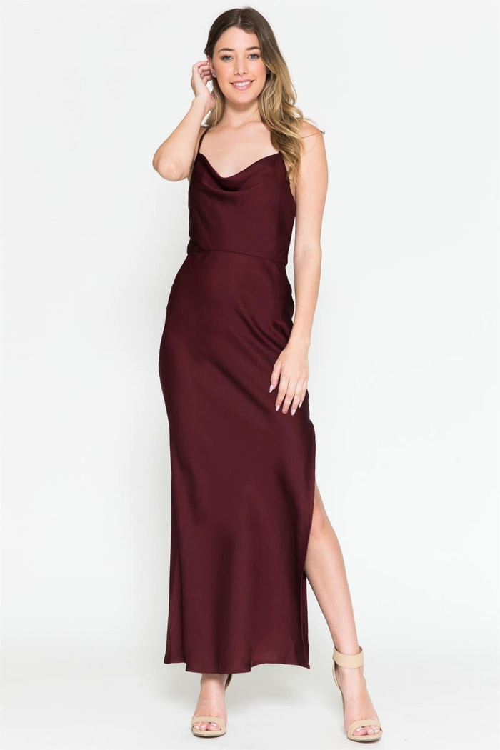 Simple Ankle Length Satin Bridesmaid Dress 6115