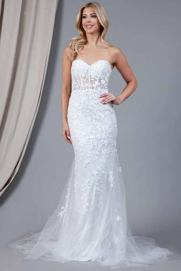 Amelia Couture 7024 Sweetheart Mesh Corset Mermaid Prom Dress