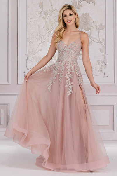 Amelia Couture TM1006 Strappy Embroidered Bustier Prom Evening Gown