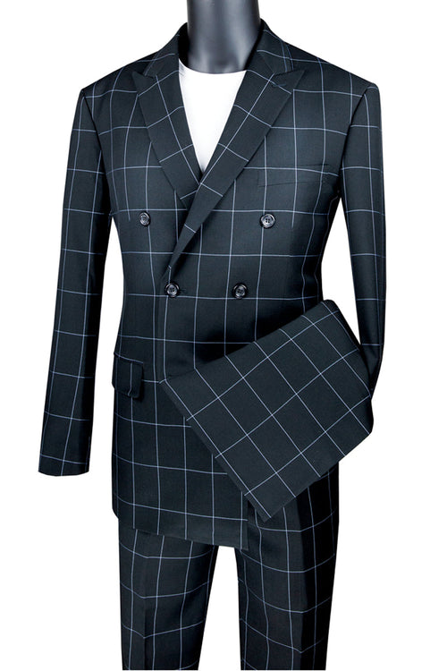Mens 2 Button Modern Fit Peak Lapel Suit in Blue by Vinci