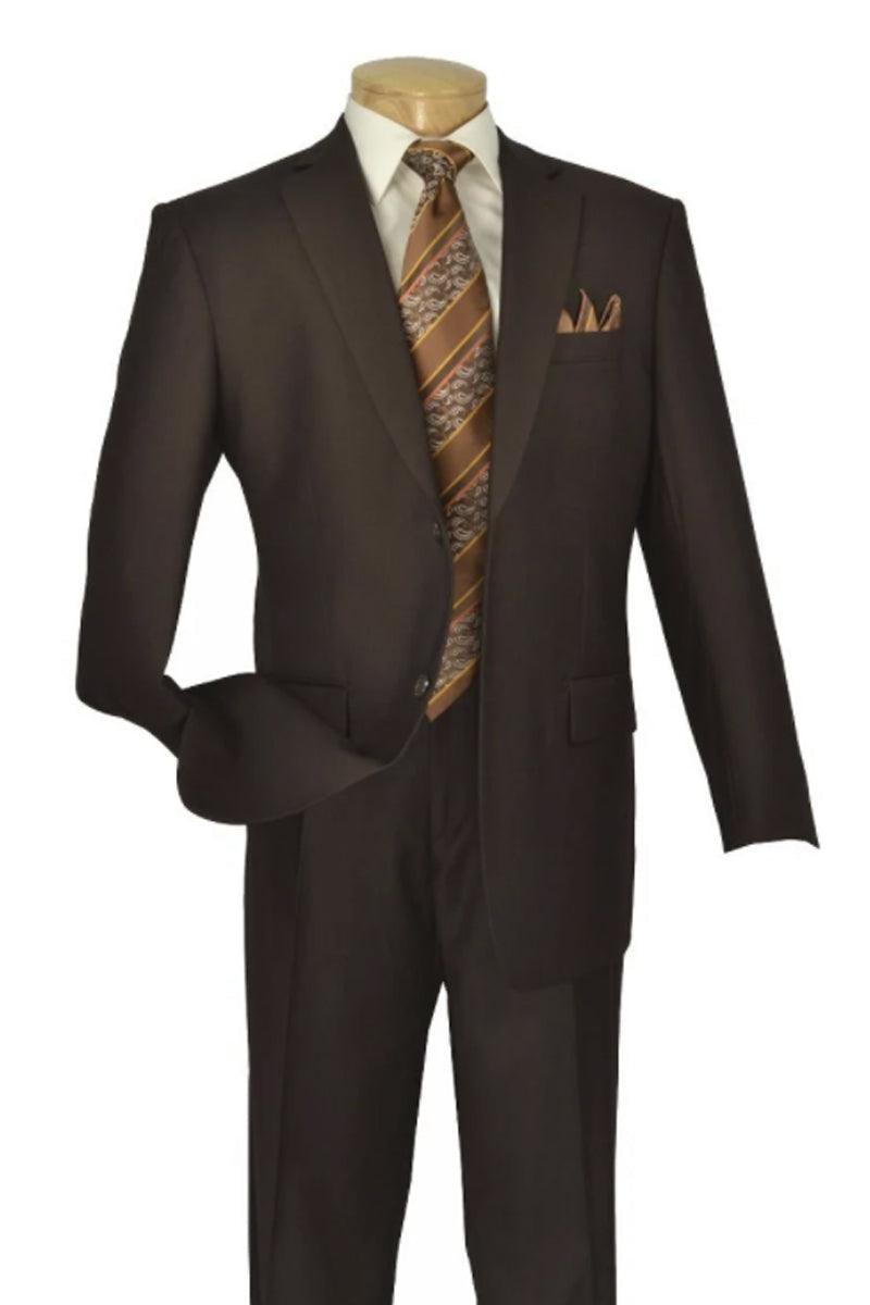 Apollo King Men's Modern Brown Poplin 2-Button Suit - Elegant Mensattire