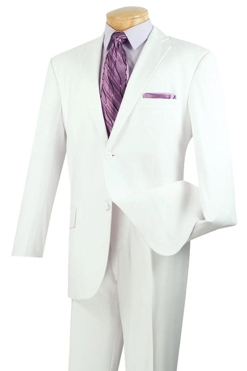 Apollo King Men's White Modern Poplin 2-Btn Suit - Elegant Mensattire