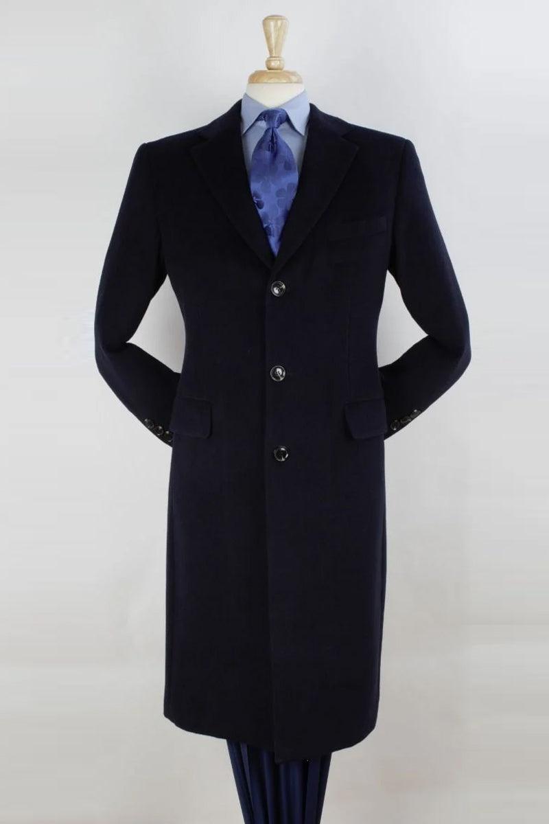 Apollo King Men's Wool Dress Overcoat in Navy - Elegant Mensattire