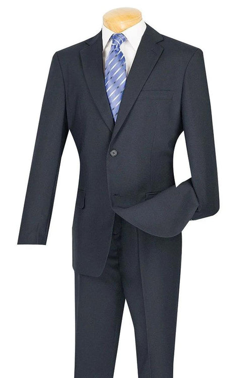 "Apollo King Mens 2-Button Navy Wool-Feel Suit: Modern Fit" - Elegant Mensattire