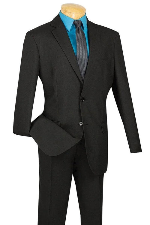 Apollo King Mens 2Btn Wool-Feel Modern Fit Suit, Black - Elegant Mensattire