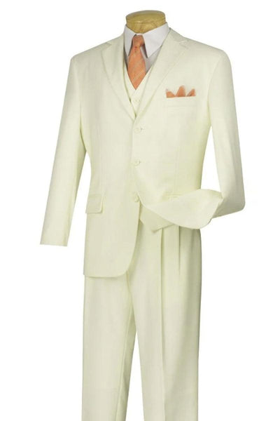 Apollo King Mens Vested Pleated Pant Suit - Ivory Classic Fit - Elegant Mensattire