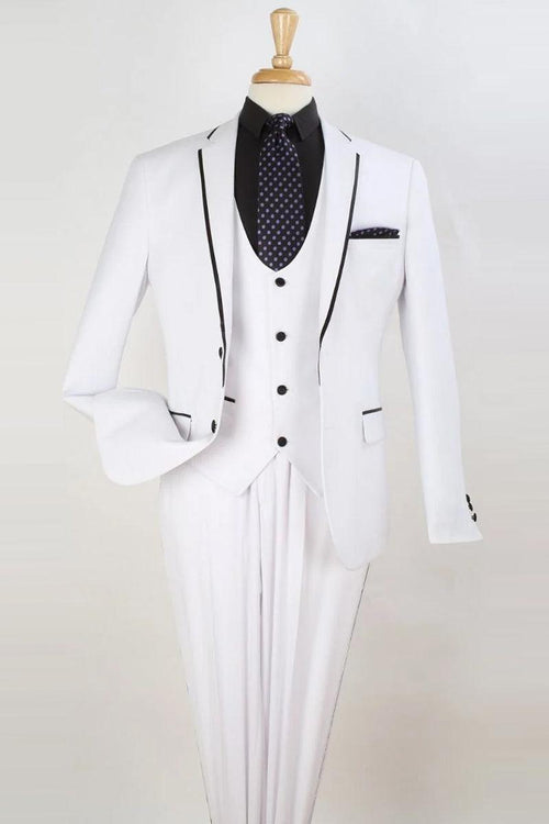 Apollo King White Vested Two-Button Tuxedo: Sophisticated Clim Fit - Elegant Mensattire