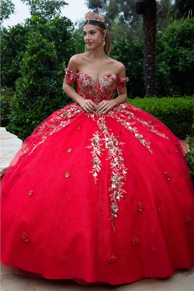 Red And Gold Quinceanera Dresses | Ball Gown by GL3522