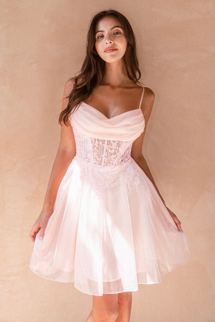 Applique Short Sleeveless Dress by Elizabeth KGS3507