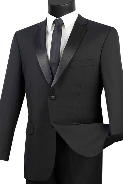 Mens One Button Shawl Tuxedo Suit With Trim in Royal by Vinci