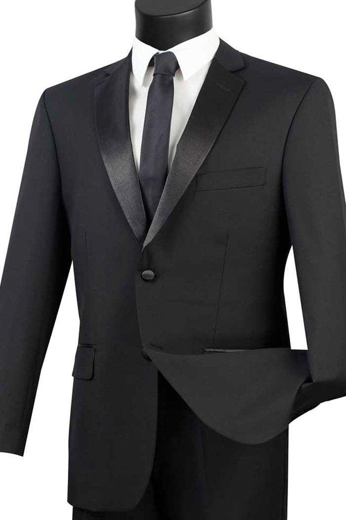 Mens One Button Shawl Tuxedo Suit With Trim in Royal by Vinci