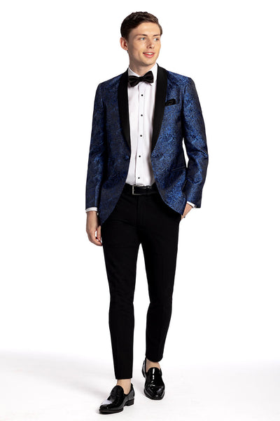 Aries Cobalt Paisley Shawl Tuxedo Jacket (Separates) by Mark of Distinction
