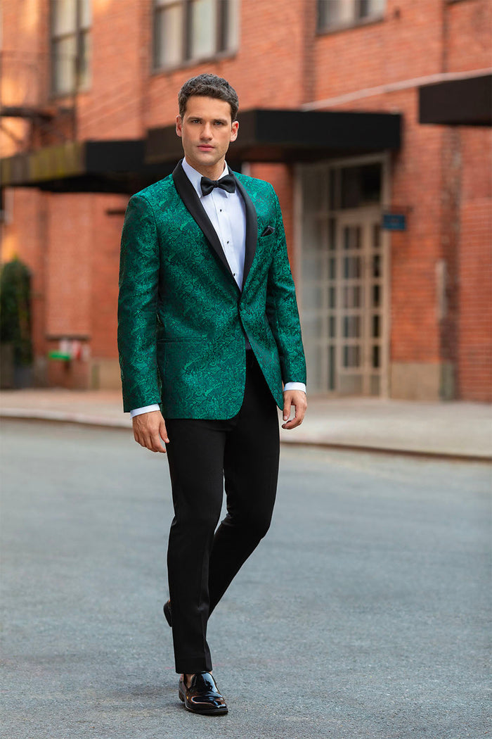 Aries Forest Green Paisley Shawl Tuxedo Jacket (Separates)