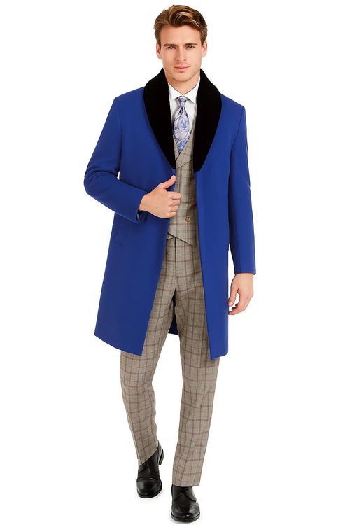 Mens Carcoat And Coat With Fur Collar + Royal Blue Coat USA Men's Outlet