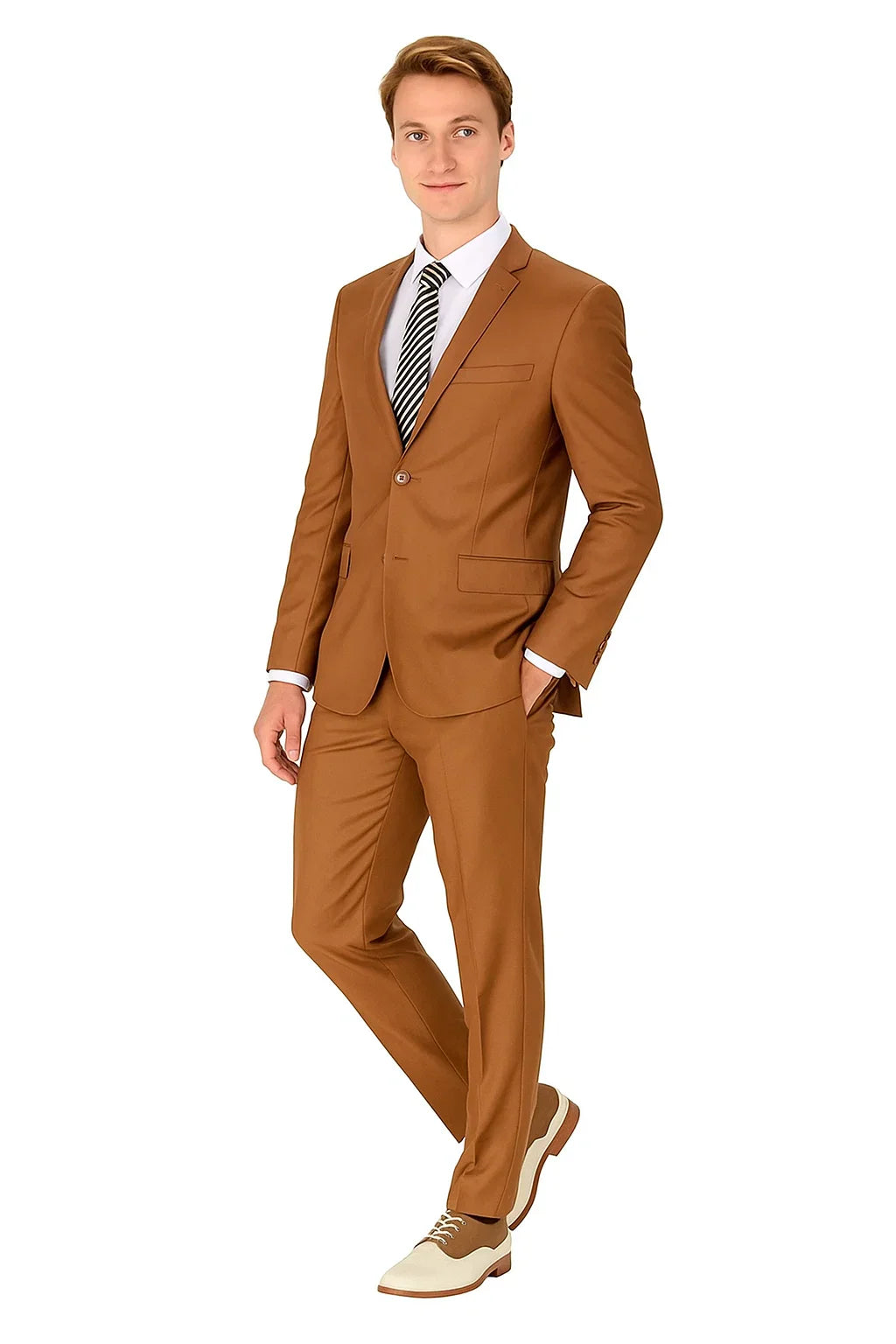 Cognac Slim Wedding Suit B.M.T.
