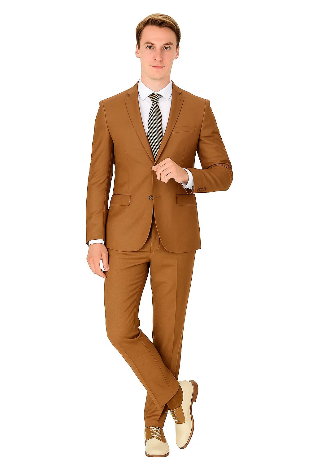 Cognac Slim Wedding Suit B.M.T.