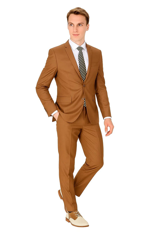 Cognac Slim Wedding Suit B.M.T.