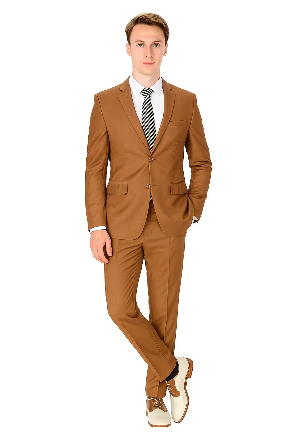 Cognac Slim Wedding Suit B.M.T.